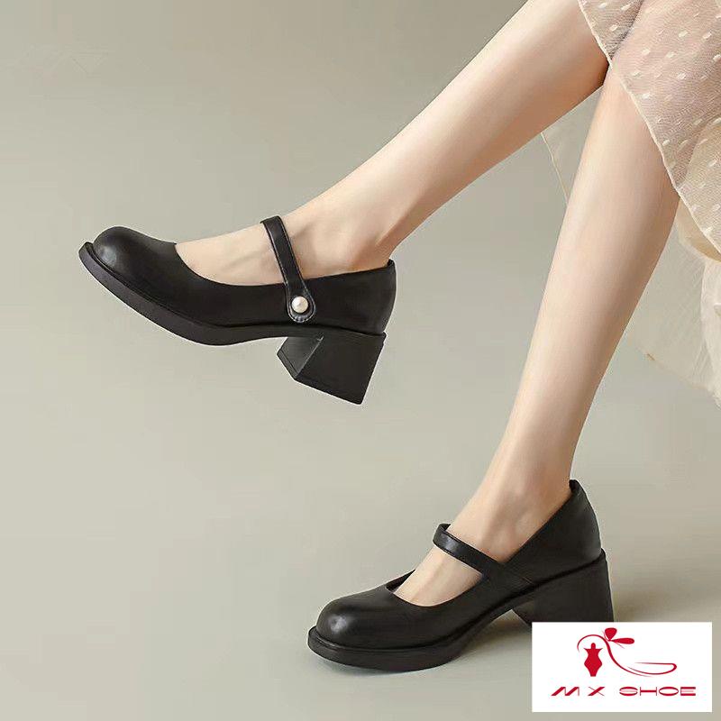 ~ Giày Mary Jane Đế Bệt Gót Vừa Bằng Da Thời Trang Mùa Hè 2023 Cho Nữ