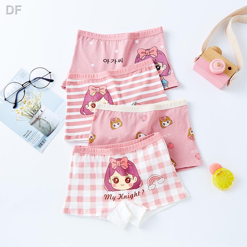✨Ready stock 4-pack girls 'quần đùi trẻ em quần sịp trẻ em stella briefs girls 'pure cotton briefs girls' boxer briefs girls' briefs boxer bri