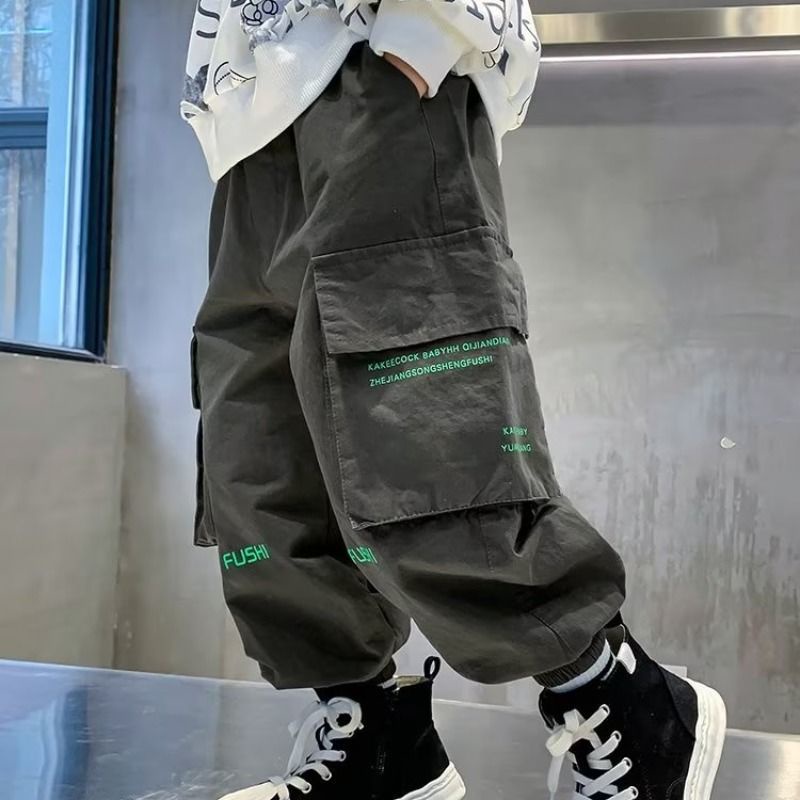 Quần Dài Thể Thao Có Túi Lớn Bằng cotton Nguyên Chất Thời Trang Xuân Thu Kiểu Mới Cho Bé Trai