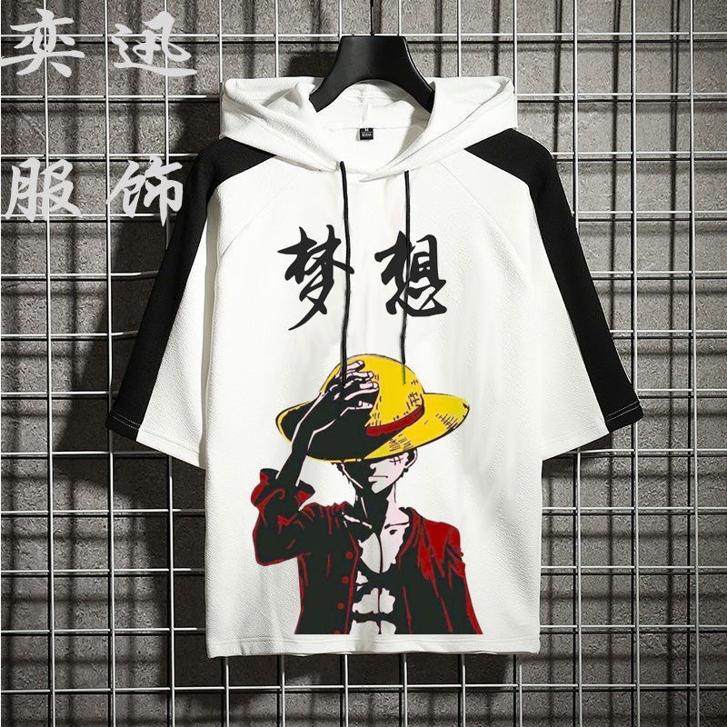 Áo Hoodie Ngắn Tay In Hình Anime One Piece Thời Trang Unisex