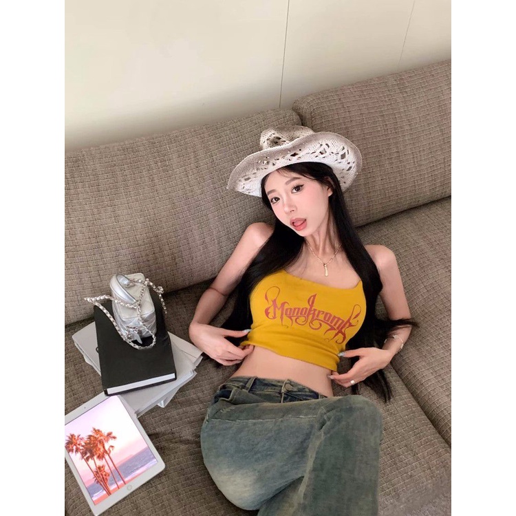 COZOK Áo Không Tay Dáng Ngắn In Hoạ Tiết Trẻ Trung Quyến Rũ Thời Trang Dành Cho Nữ