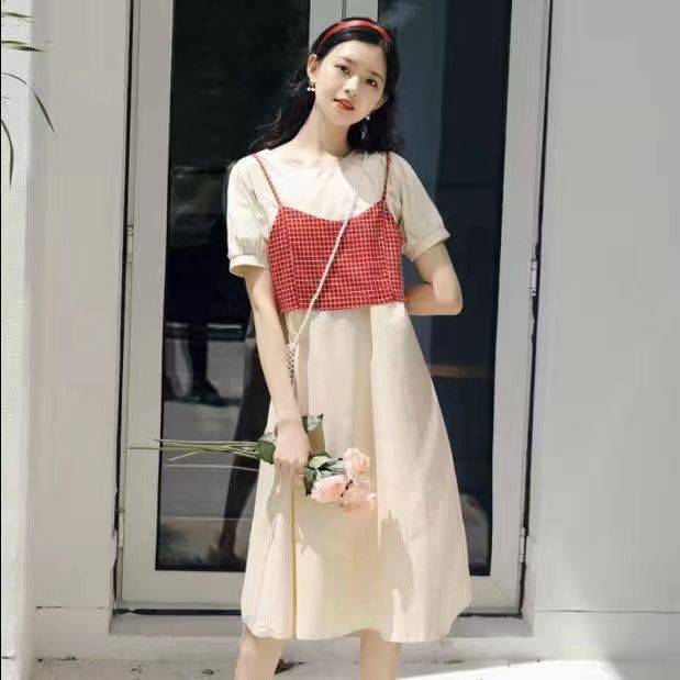 Đầm Cổ Tròn Tay Bay Cột Dây In Họa Tiết Dễ Thương Thời Trang Mùa Hè Xinh Xắn Cho Nữ