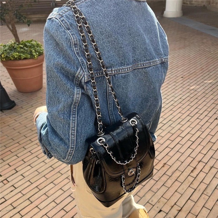 Túi Xách Đeo Vai Màu Đen / Vàng Phong Cách Hàn Quốc Thời Trang Cho Nữ