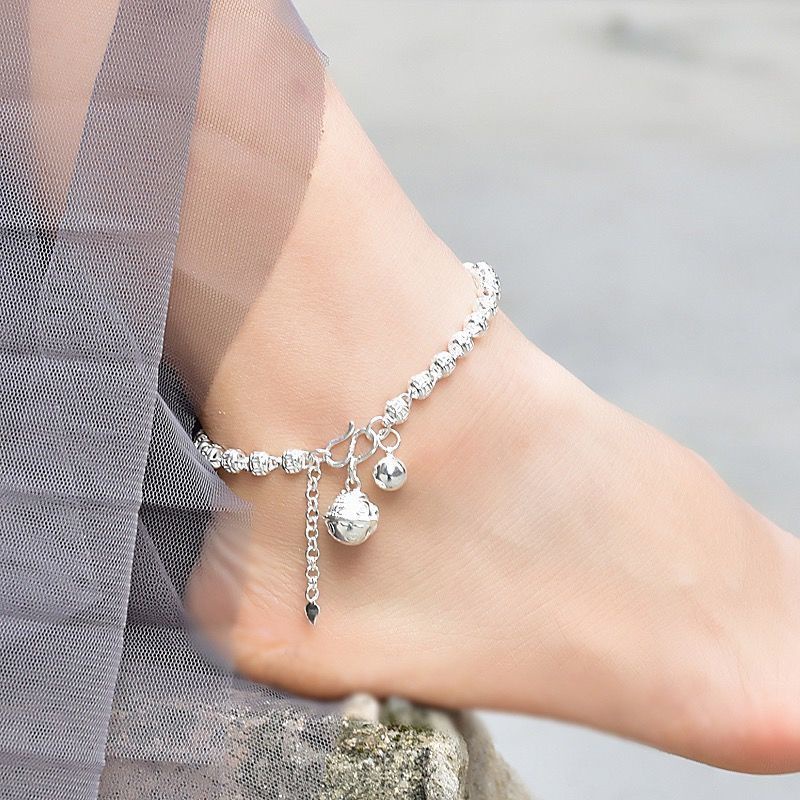 Lắc Chân Mạ Bạc 999 Có Chuông Phong Cách Hoàng Gia Nhật Bản Và Hàn Quốc Cho Nữ Sinh