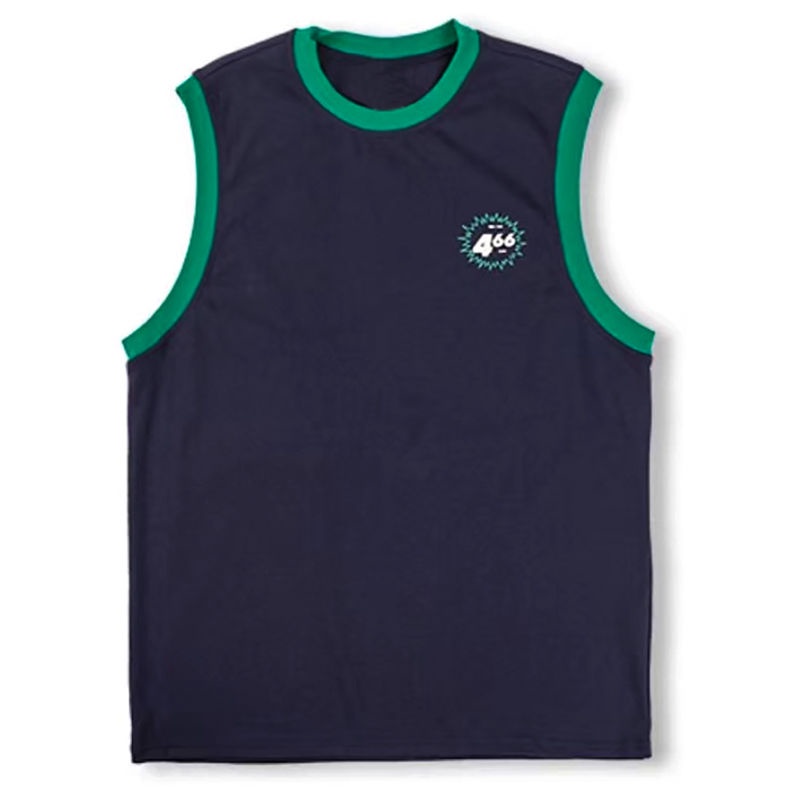 Jiashucheng Áo Thể Thao Sát Nách Dáng Rộng Màu Sắc Tương Phản Phong Cách Retro