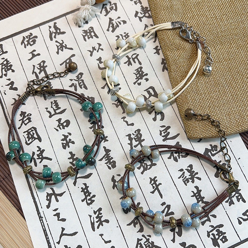 Vòng Đeo Tay Kiểu Dân Tộc Phong Cách retro Mặt Hình Mật Ong Bằng Gốm Sứ Nhỏ Và Đơn Giản Sáng Tạo