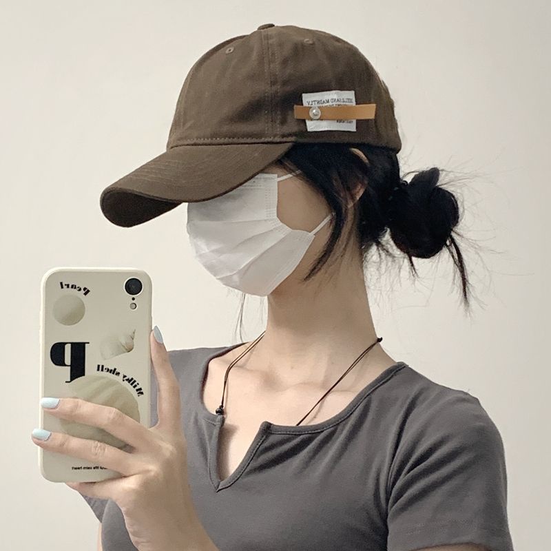 Mũ Lưỡi Trai Chất Liệu Da Mềm Màu Cà Phê In Chữ Tiếng Anh Phong Cách Retro Đơn Giản Dễ Phối Đồ