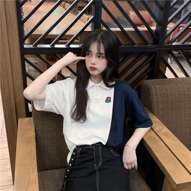 Áo Thun Tay Ngắn Phong Cách Preppy Hàn Quốc Mới Cho Nữ