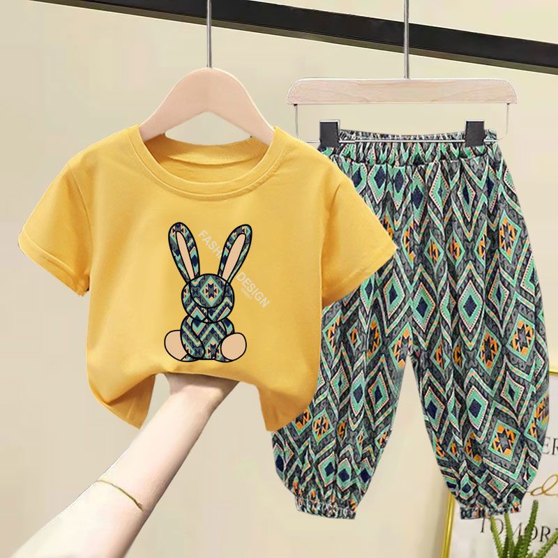 Set Áo Thun Cotton Ngắn Tay Và Quần Dài Thời Trang 2023 Cho Bé