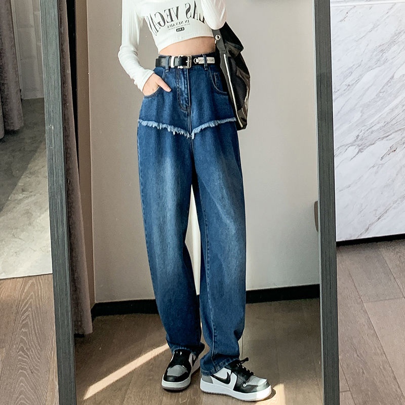 Quần Denim Lưng Cao Dáng Rộng Thiết Kế Mới Năng Động Thời Trang Dành Cho Nữ