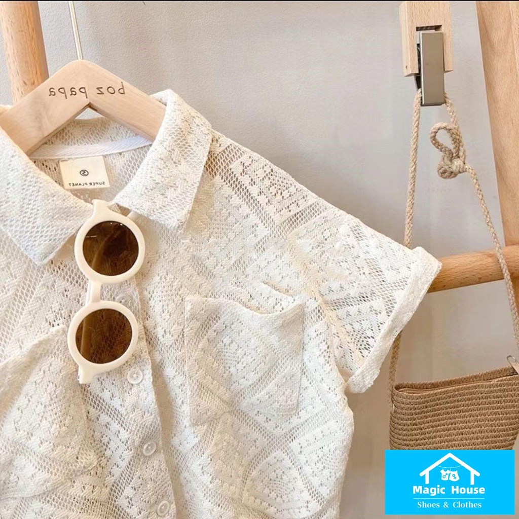 Áo Sơ Mi Tay Ngắn Dáng Rộng Thời Trang Mùa Hè 2023 Phong Cách Hàn Quốc Cho Bé Trai