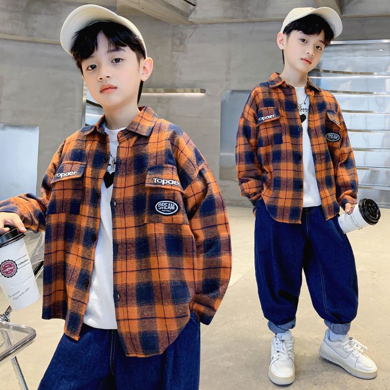 Hàng Mới Về Mới Áo Sơ Mi Tay Dài Họa Tiết Kẻ Sọc Thời Trang 2023 Dành Cho Bé Trai