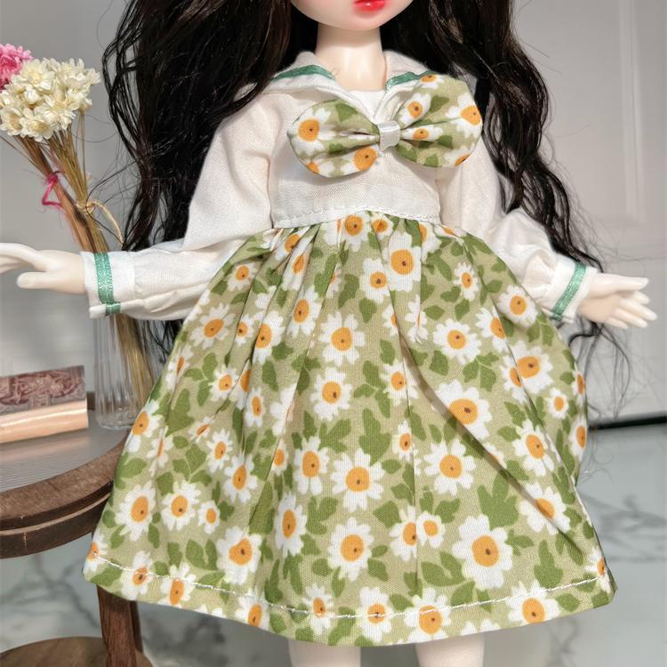 Đầm Hoa Màu Xanh Lá 6 Điểm 30cm bjd 1: 6SD 6 Điểm Cho Bé Gái 30cm Tỉ Lệ 1: 6SD Áo Thun Tay Ngắn 6.8.8Cm Thời Trang Cho Bé