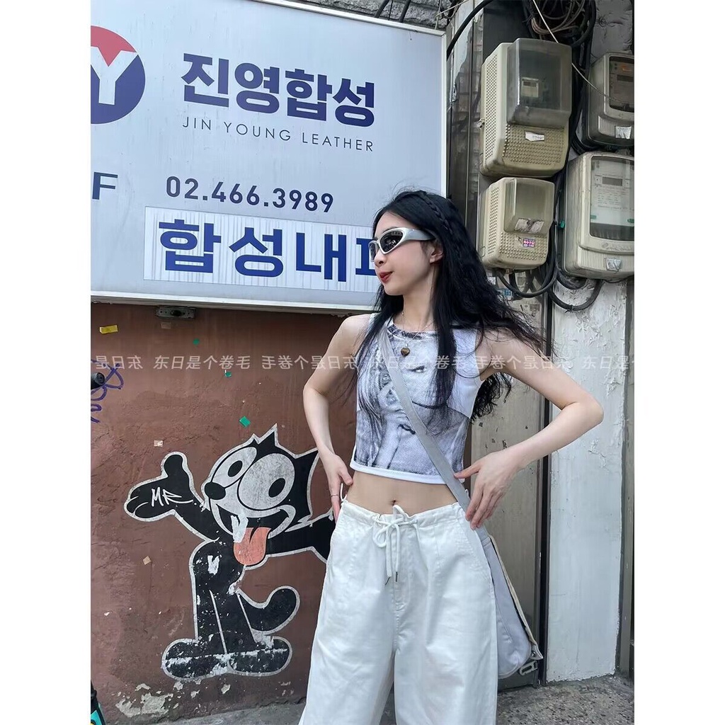 Bán Chạy Bán Chạy ~ Áo Thun Không Tay Dáng Ôm Vừa Vặn In Họa Tiết Phong Cách Hàn Quốc Mới Dễ Phối Đồ Cho Nữ