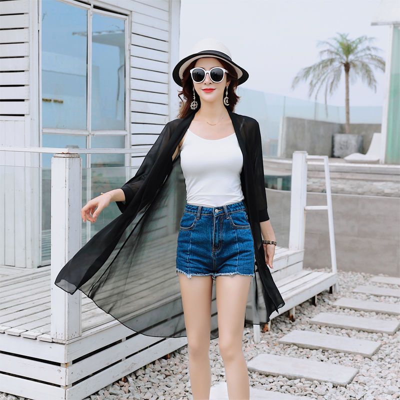 Áo Khoác Cardigan Chống Nắng Dáng Rộng Chất Liệu Chiffon Thời Trang Mùa Hè 2023 Mới Cho Nữ