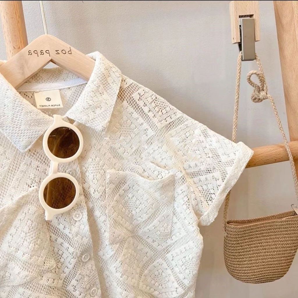 Bộ Áo Sơ Mi Tay Ngắn Và Quần Lửng Thời Trang Mùa Hè 2023 Phong Cách Hàn Quốc Cho Bé Trai