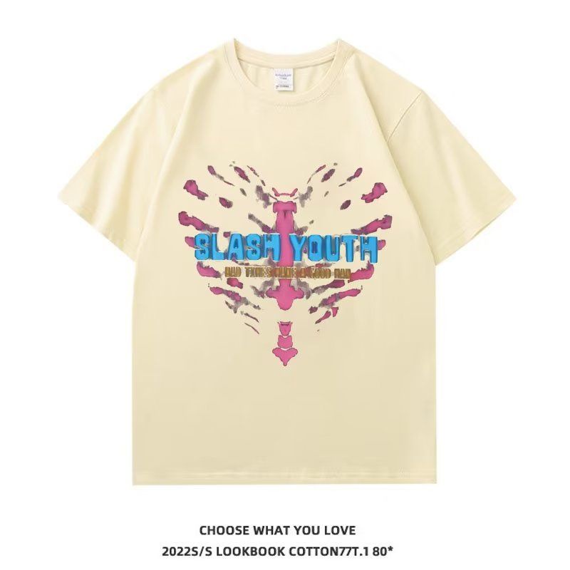 Áo Thun Tay Ngắn Dáng Rộng In Chữ Và Hình Trái Tim Thời Trang Mùa Hè