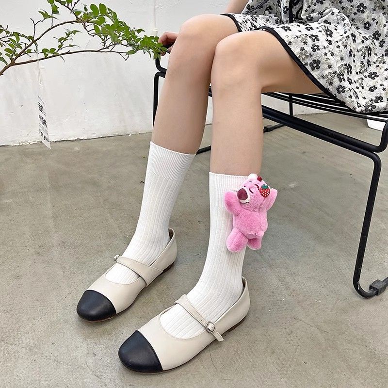 Vớ bông mới,Mô hình gấu hồng và dâu tây dễ thương,Stereo 3D Stereo Cartoon Doll Cub Girl Growth Cartoon Socks Dễ thương và thoải mái