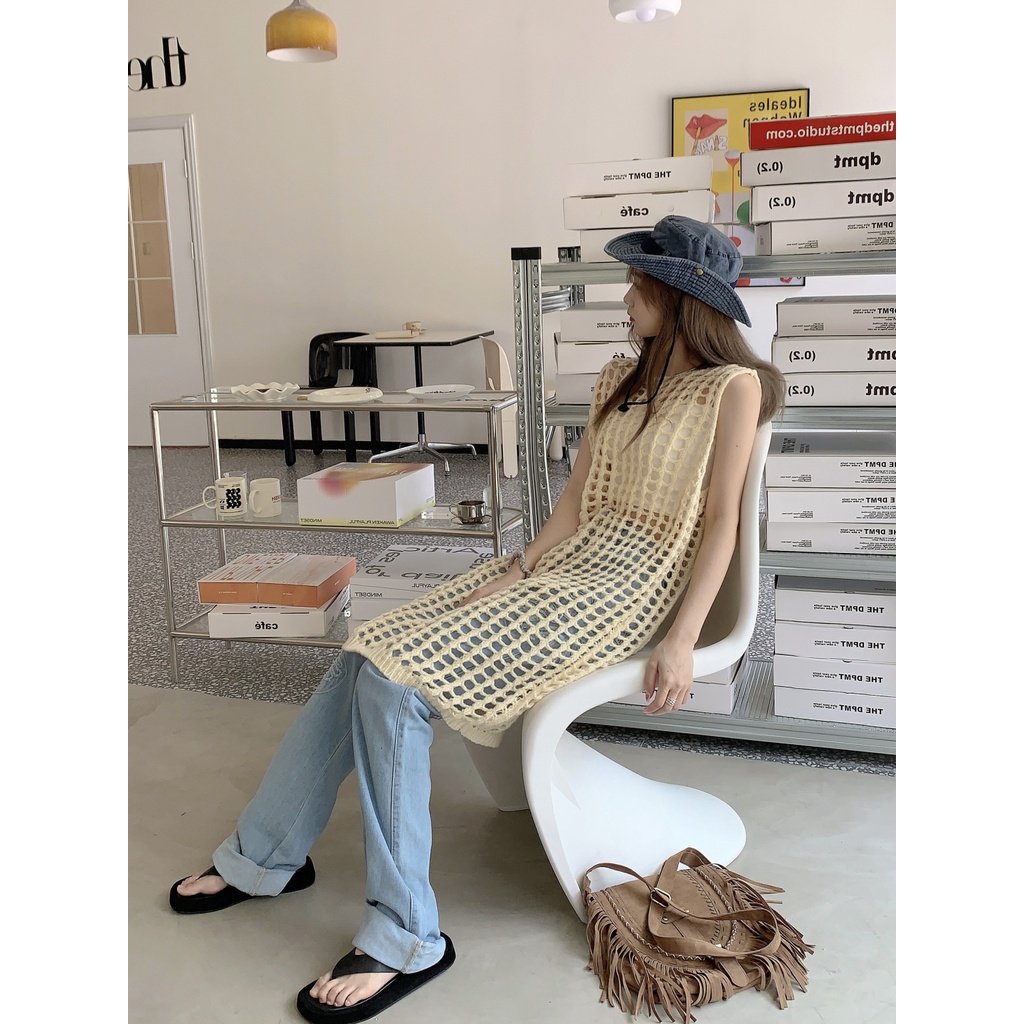 Phong Cách Mới Is Coming Áo Lưới Dệt Kim Rỗng Dáng Dài Phong Cách Niche Chic Thiết Kế Kiểu Nhật Ký Mặc Vào Mùa Hè Cho Nữ