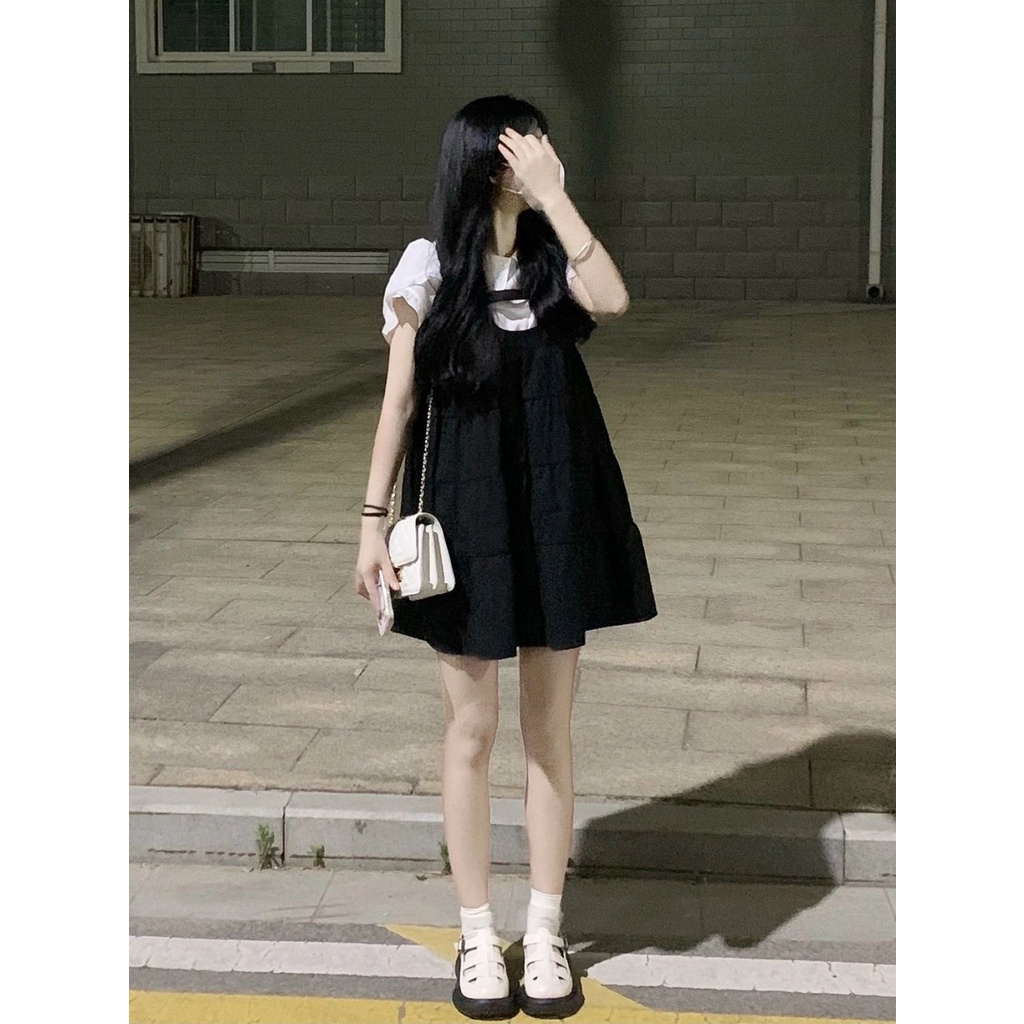 Đầm Hai Dây Giả Hai Mảnh Kiểu Búp Bê Dễ Thương Ngọt Ngào Thời Trang Mùa Hè