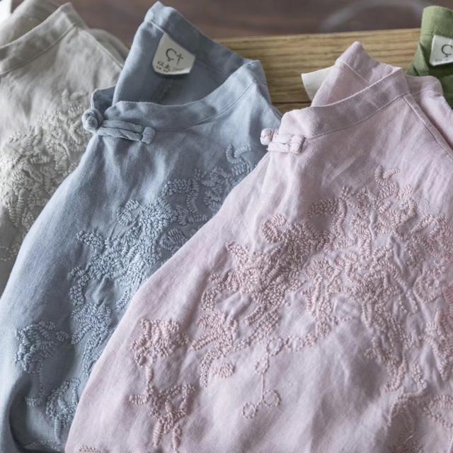 Áo Thun Vải Lanh Cài Nút Chéo Plus Size Cho Nữ 7.13