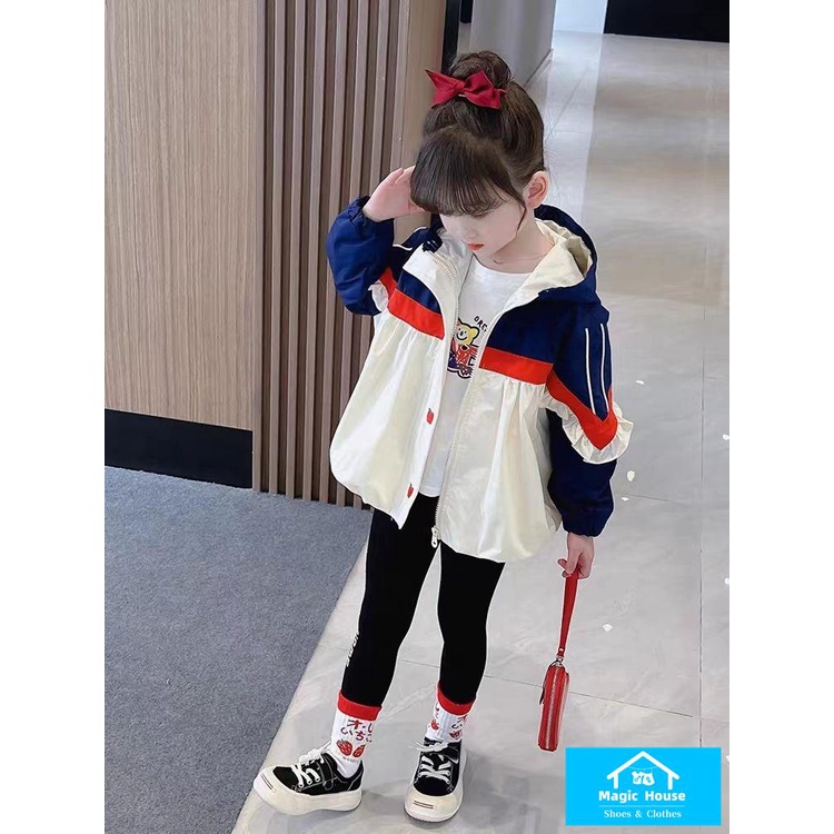 Áo Khoác Gió Phối Màu Thời Trang 2023 Cho Bé Gái