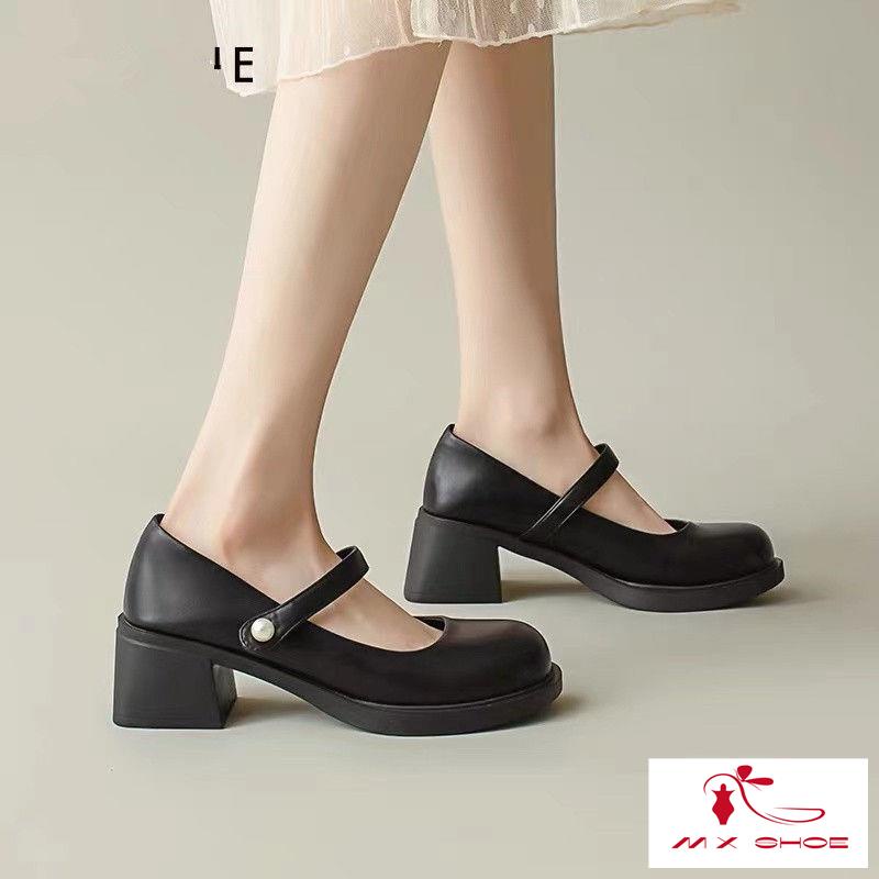 ~ Giày Mary Jane Đế Bệt Gót Vừa Bằng Da Thời Trang Mùa Hè 2023 Cho Nữ