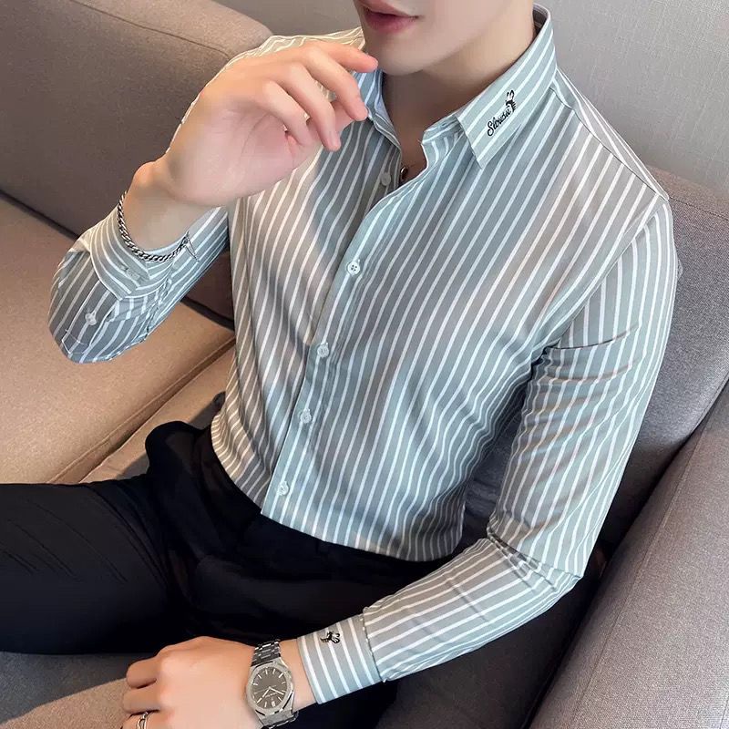 Áo Sơ Mi Nam Tay Dài Kẻ Sọc Phong Cách Doanh Nhân Thời Trang Mùa Thu 35%