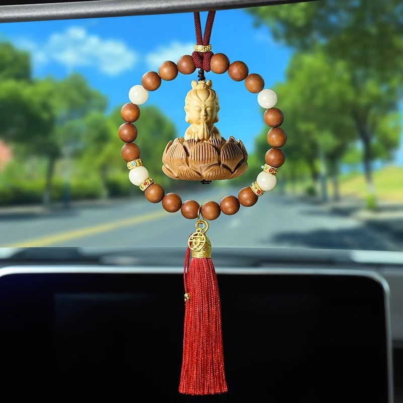 Dây Treo Trang Trí Gương Chiếu Hậu Xe Hơi 8.1 In Hình Hoa Sen Phật Giáo