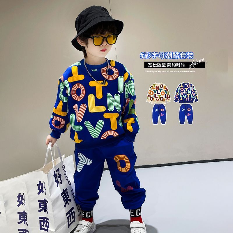 Hàng Mới Về Bộ Đồ Hai Mảnh Áo Sweater Phối Quần Dài Phong Cách Hàn Quốc Thời Trang Mới 2023 Cho Bé Trai