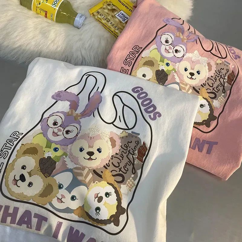 Áo Thun Tay Ngắn Dáng Rộng In Họa Tiết Hoạt Hình Phong Cách Harajuku Nhật Bản Thời Trang Mùa Hè Cho Nữ