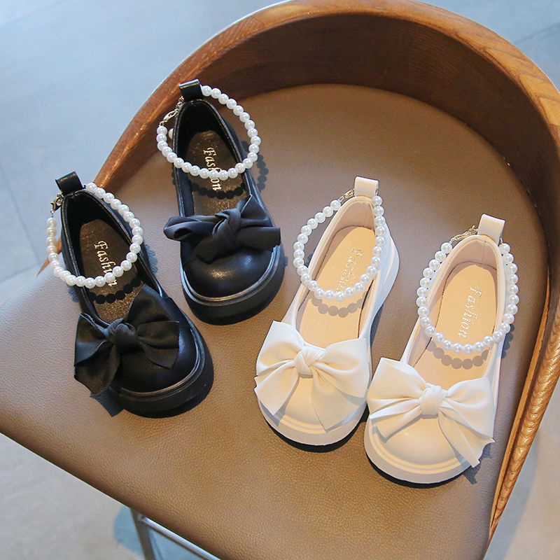 Giày Búp Bê Da Đế Mềm Thoáng Khí Đính Nơ Thời Trang Xuân Thu 2023 Cho Bé Gái