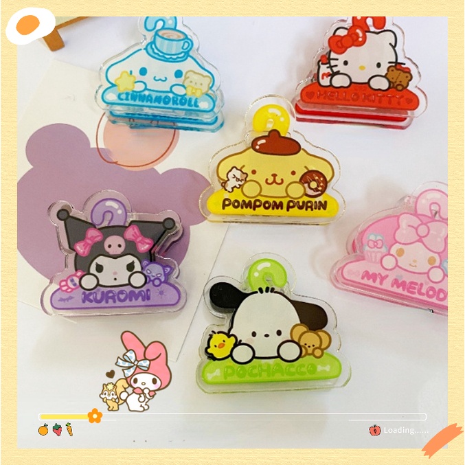Dễ thương Sanrio Hanger Series PP Clip Cinnamon Roll Phim hoạt hình Clip Melody Thực phẩm Niêm phong Clip Plin Dữ liệu Tổ chức Kẹp kuromi Kitty Sinh viên Văn phòng phẩm Quà tặng