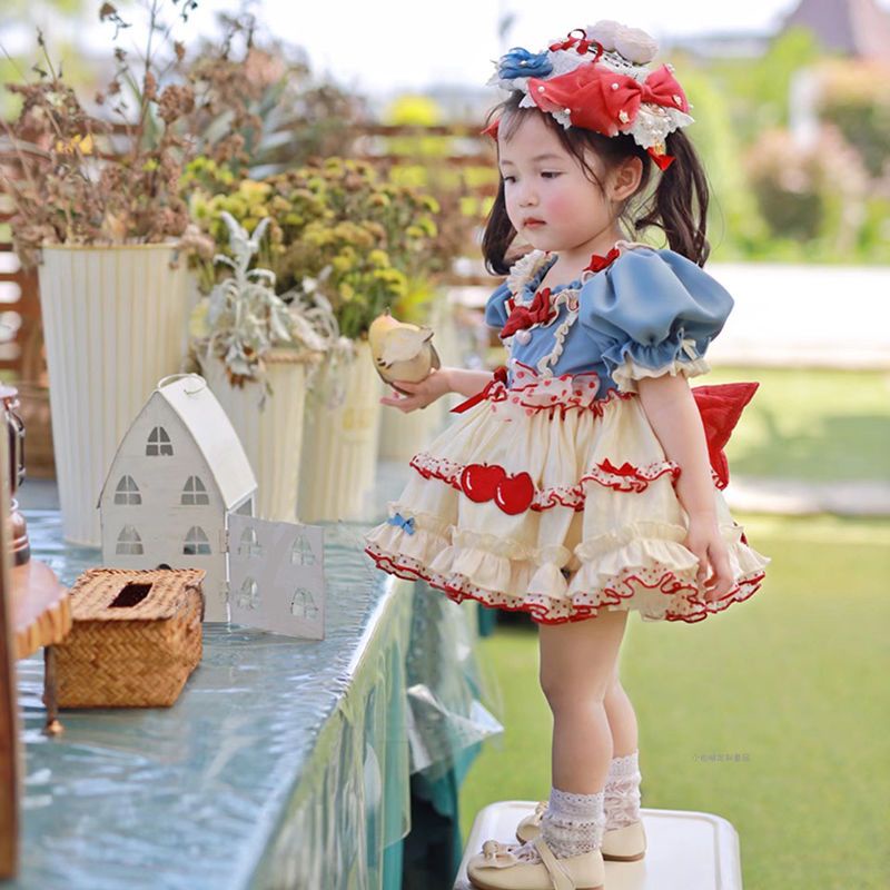 Đầm Công Chúa Ngắn Tay Phong Cách Lolita Dễ Thương Cho Bé Gái