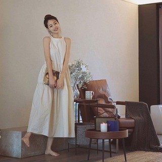 Đầm Hai Dây Dáng Dài Màu Trắng Phong Cách Pháp Thời Trang Mùa Hè Cao Cấp
