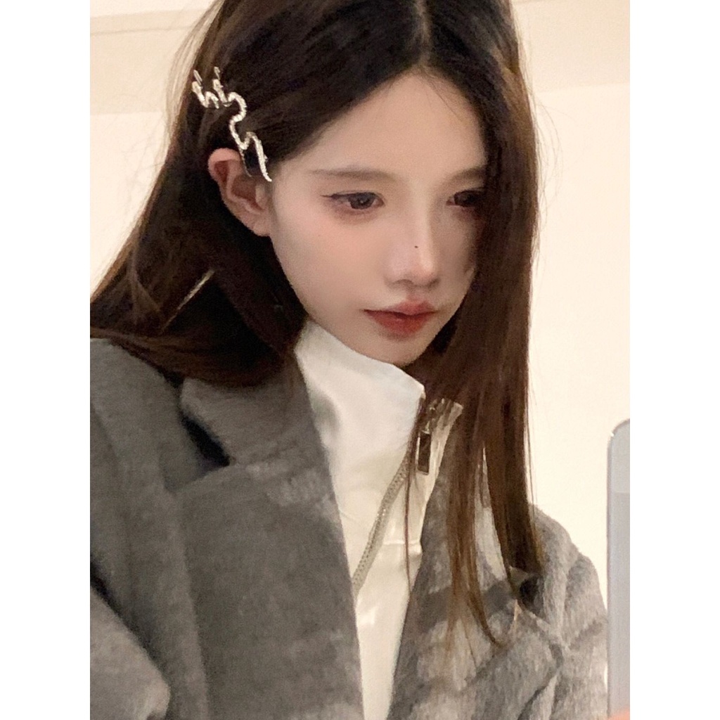 Xiao Xiangfeng Kẹp Tóc Mái Màu Bạc Cá Tính