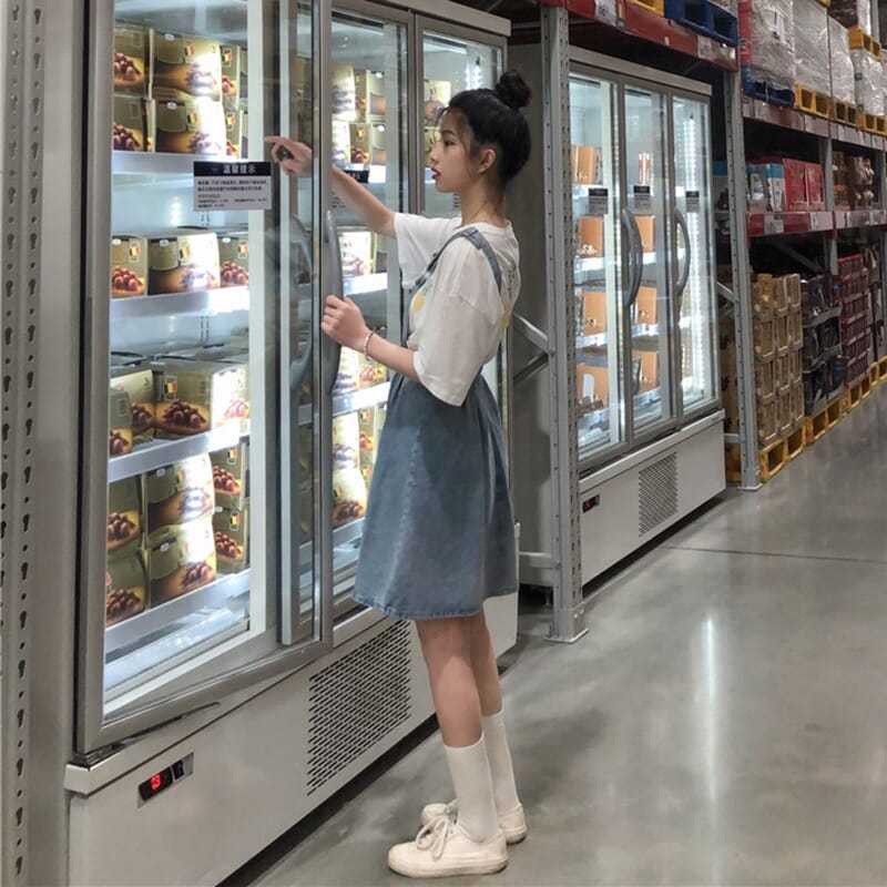 Jiashucheng Đầm Yếm Denim Thời Trang Xuân Hè Nhật Bản Dành Cho Bé