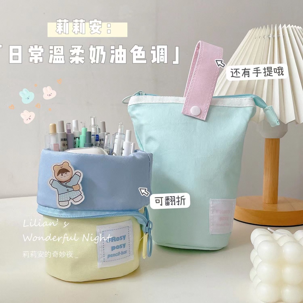 Túi Đựng Bút Đa Năng Sức Chứa Lớn Màu Macaron Xinh Xắn Tiện Dụng Ốp