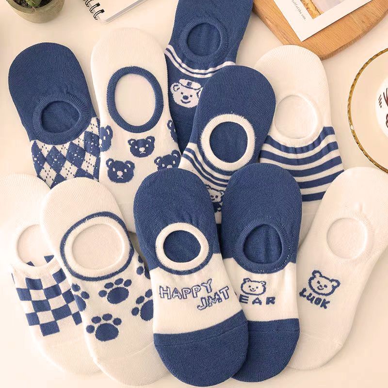 Vớ Mỏng Nhẹ Thoải Mái Chống Trượt Họa Tiết Gấu Dễ Thương Cho Nữ