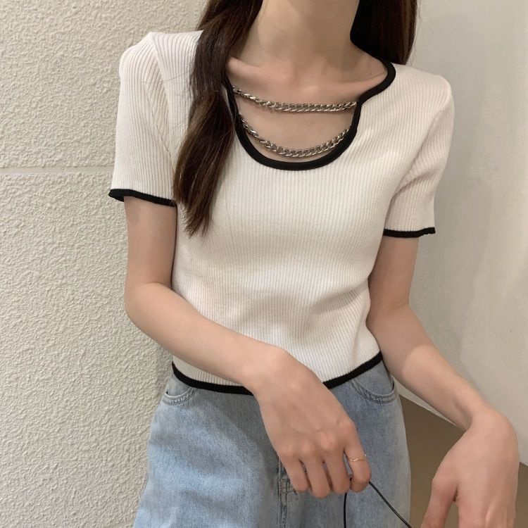 Áo Thun Ngắn Tay Cổ Tròn Đơn Giản Thời Trang Cho Nữ