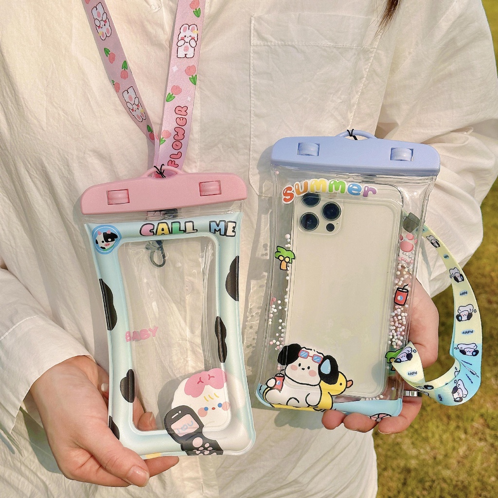 Túi Đựng Điện Thoại Bằng Nhựa Trong Suốt Chống Nước Chống Sốc Họa Tiết Hoạt Hình Dễ Thương