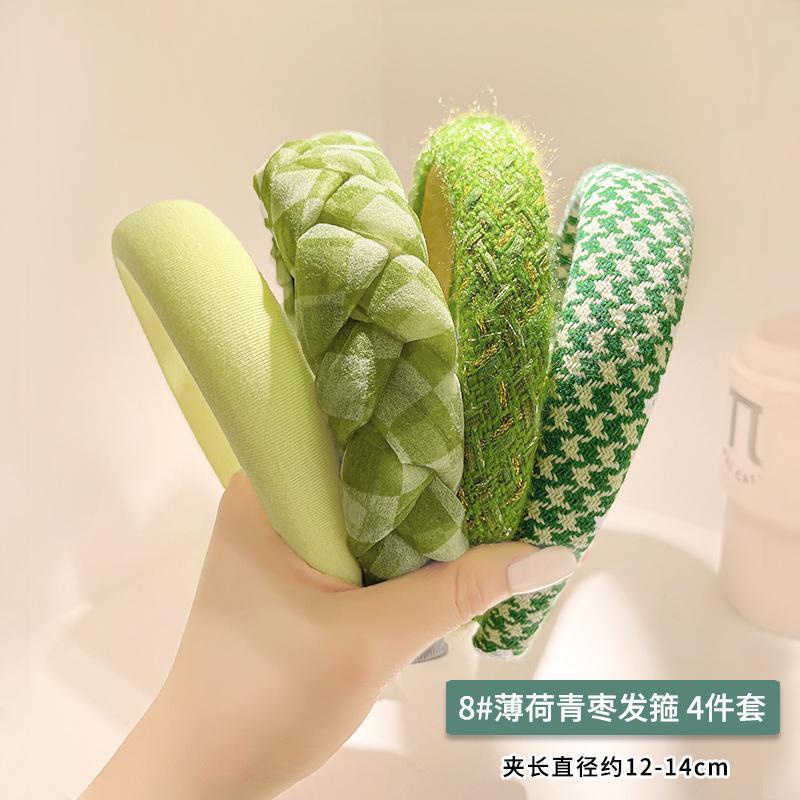 Net red Băng Đô Cài Tóc Bằng Bọt Biển Cỡ Nhỏ Màu Xanh Lá Cây Và Đầu Lâu Tươi Mới Cho Nữ