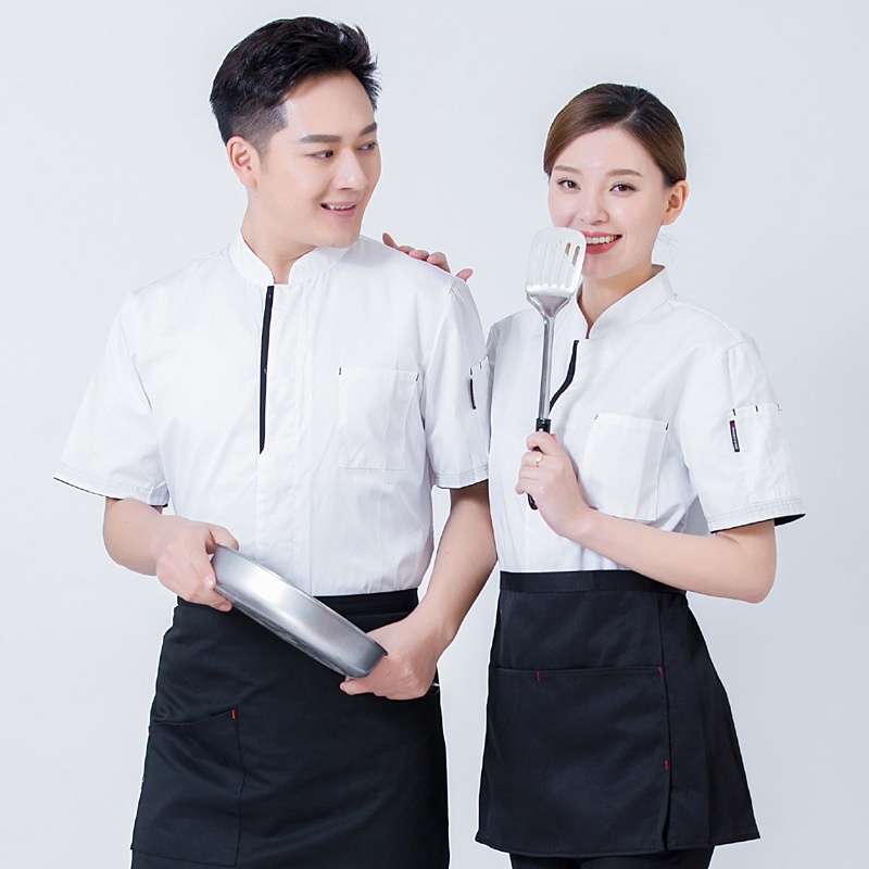 Áo Đồng Phục Đầu Bếp Ngắn Tay Cho Nhân Viên Phục Vụ Nhà Hàng Khách Sạn