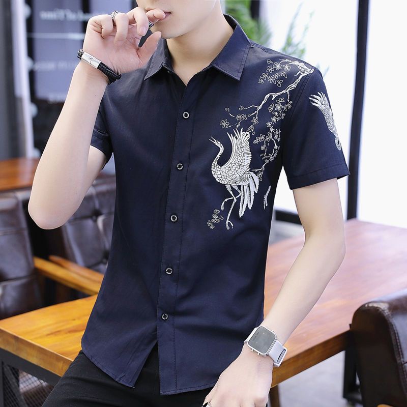 Áo Sơ Mi Tay Ngắn In Họa Tiết Hoa Phong Cách Hàn Quốc Thời Trang Mùa Hè Hàng Mới Dành Cho Nam [40% off]