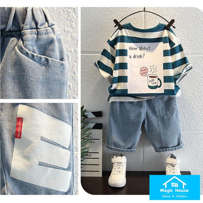 Bộ Quần Áo Tay Ngắn Phong Cách Thời Trang Mới 2023 Dành Cho Bé Trai