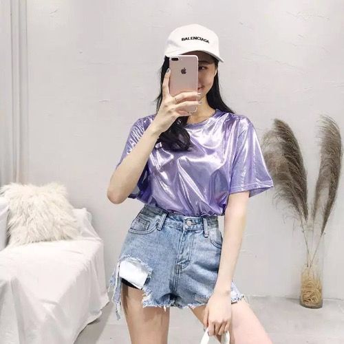 Áo Thun Tay Ngắn Cổ Tròn Màu Trơn Phong Cách Hàn Quốc Thời Trang Mùa Hè Mới Cho Nữ