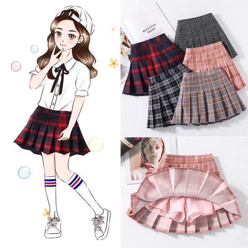 Hàng Mới Về Đầm Ngắn Xếp Ly Sọc Caro Phong Cách Preppy Thời Trang Mới Cho Bé Gái 2323