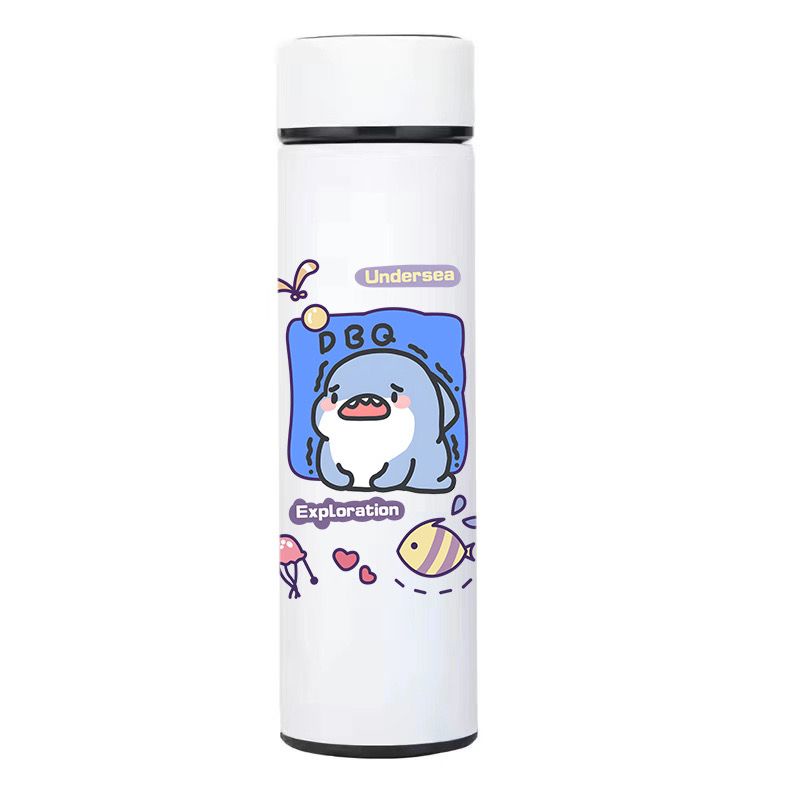 Bình Nước Giữ Nhiệt Thông Minh Bằng Thép Không Gỉ FF14 Họa Tiết Cá Mập Hoạt Hình