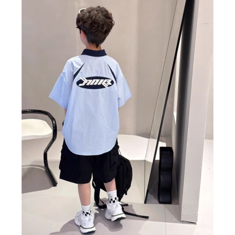 Hàng Mới Về Áo Sơ Mi Ngắn Tay Phong Cách Preppy Mẫu Mới 2023 Thời Trang Cho Bé Trai