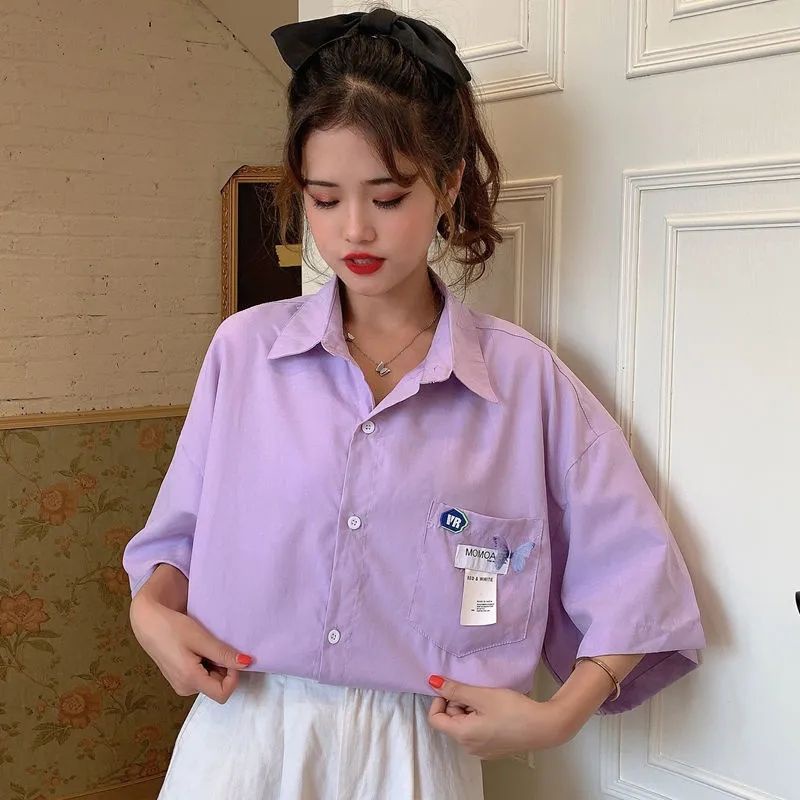 Áo Sơ Mi Trắng Mềm Ngắn Tay Dáng Rộng Phong Cách Hong Kong Thời Trang Mùa Hè Cho Nữ